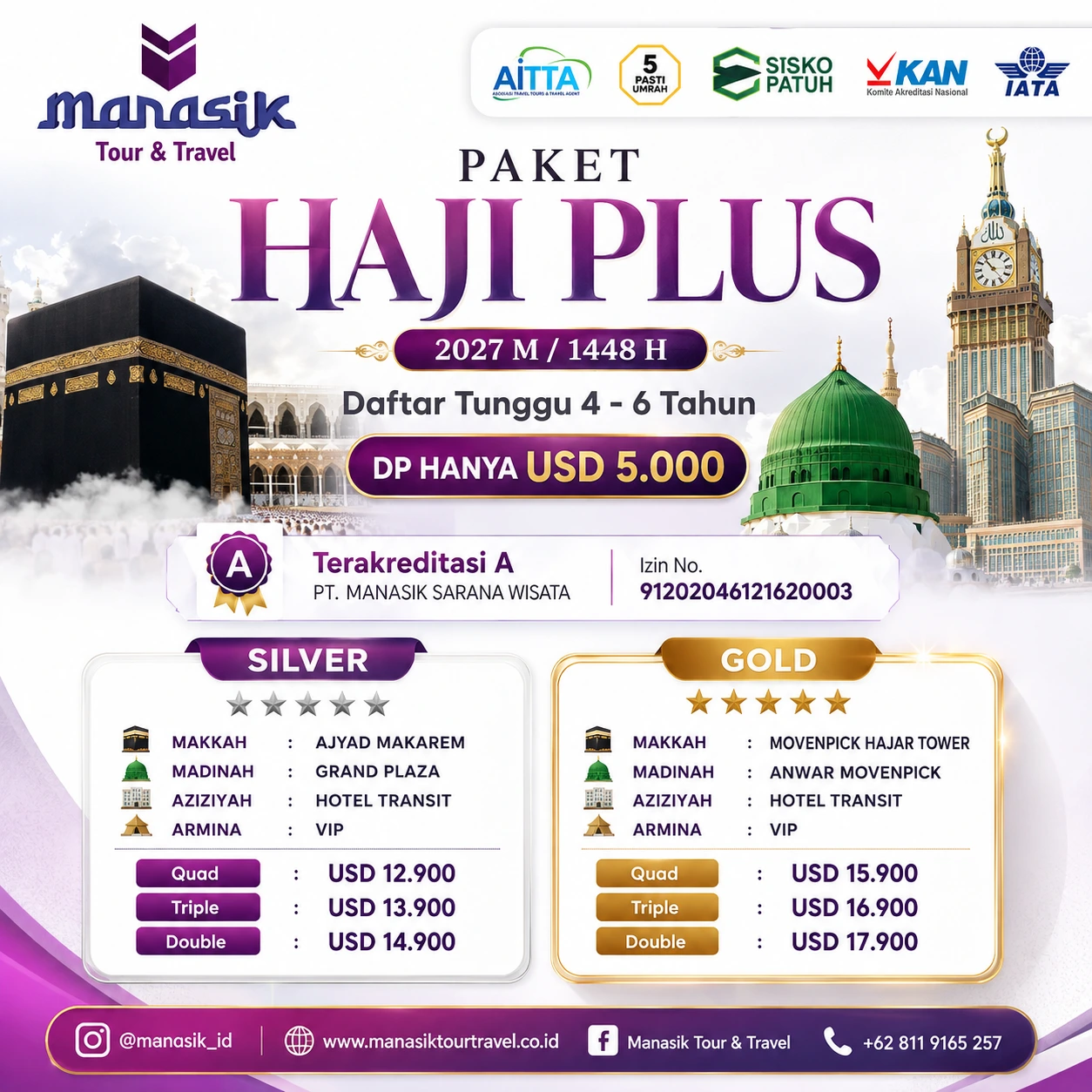 Paket Haji Plus Silver dan Gold Manasik Tour Travel