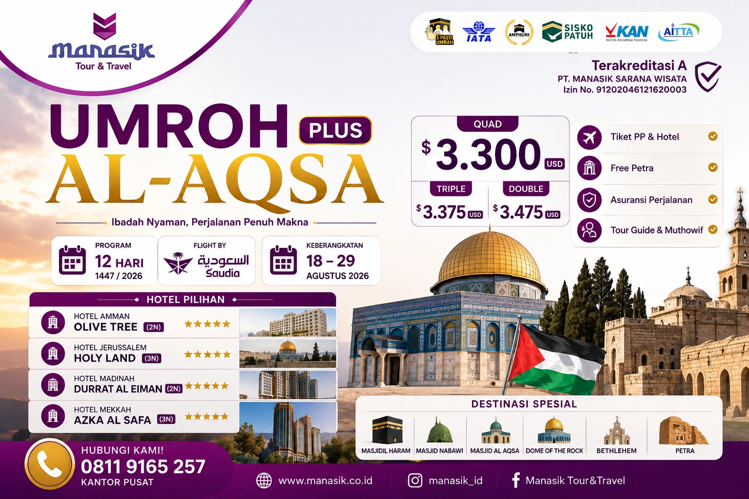 Program Umroh Plus Al-Aqsa Manasik Tour Travel