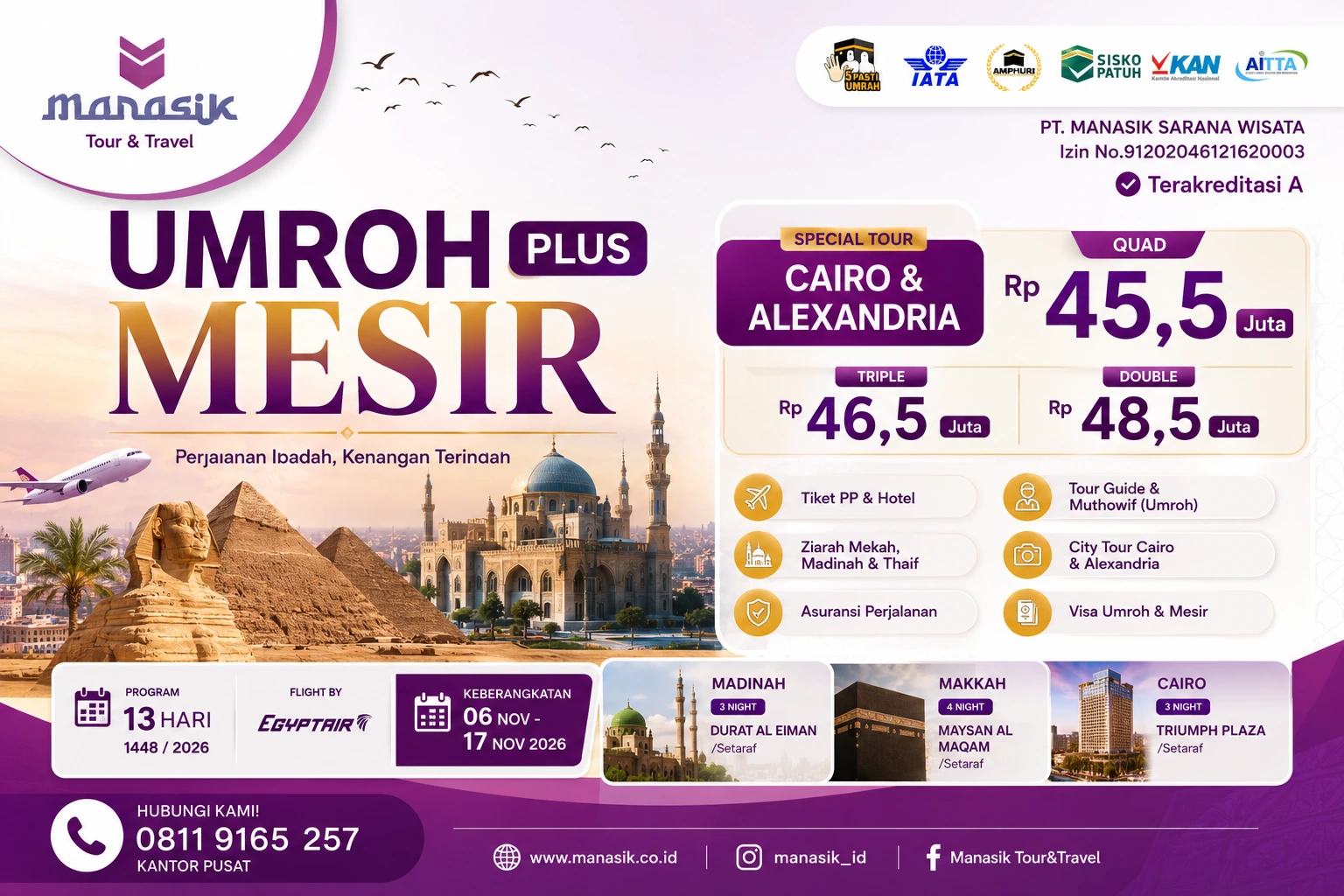 Program Umroh Plus Mesir Manasik Tour Travel