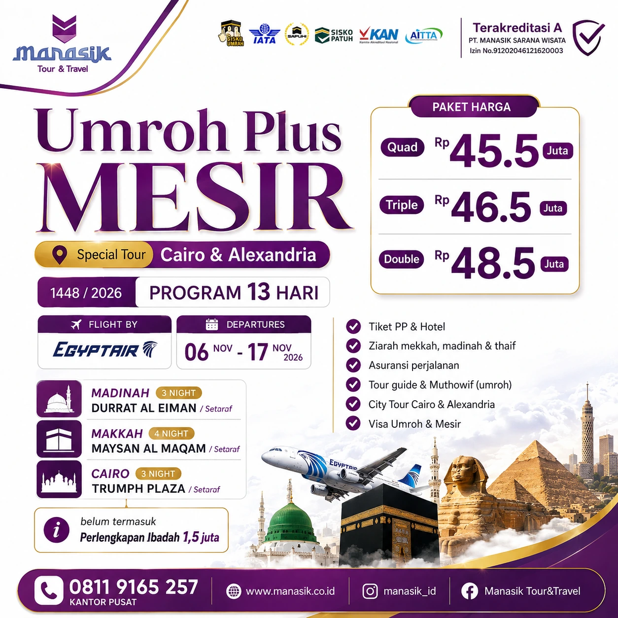 Program Umroh Plus Mesir Cairo Alexandria Manasik Tour Travel